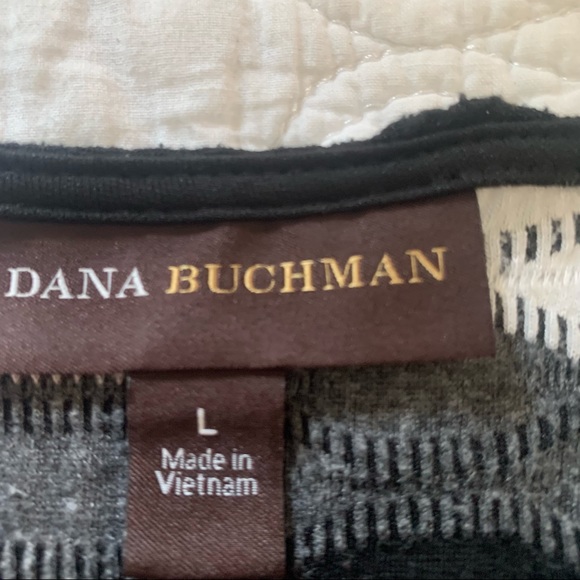 Dana Buchman stripped black, gray and white shirt, blouse , top. - Picture 7 of 9